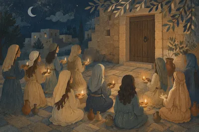 Ten Virgins Waiting With Oil Lamps