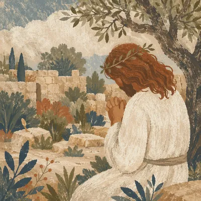 Jesus Praying Alone in Gethsemane Garden