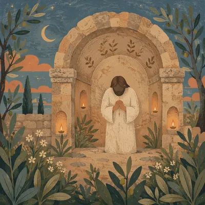 Jesus Praying Alone in Gethsemane Garden
