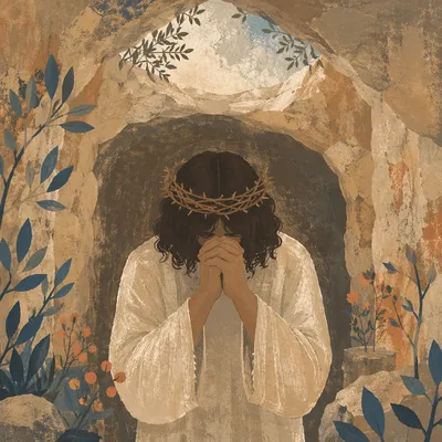 Jesus Praying Alone in Gethsemane Garden