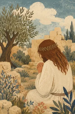 Jesus Praying Alone in Gethsemane Garden