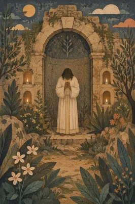 Jesus Praying Alone in Gethsemane Garden