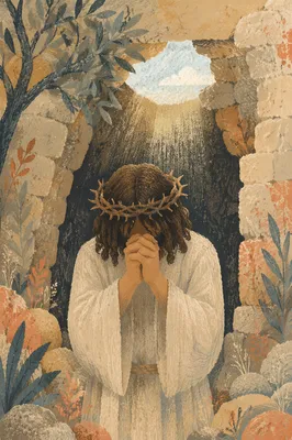Jesus Praying Alone in Gethsemane Garden