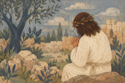 Jesus Praying Alone in Gethsemane Garden