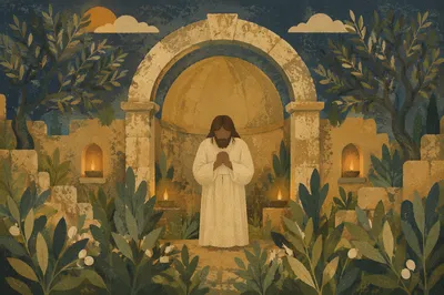Jesus Praying Alone in Gethsemane Garden