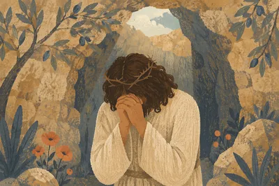 Jesus Praying Alone in Gethsemane Garden
