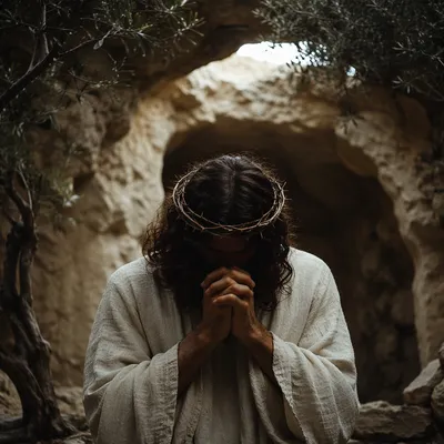 Jesus Praying Alone in Gethsemane Garden