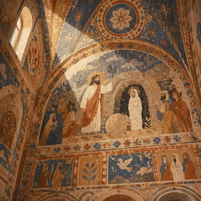 Ancient Fresco of Jesus Raising Lazarus