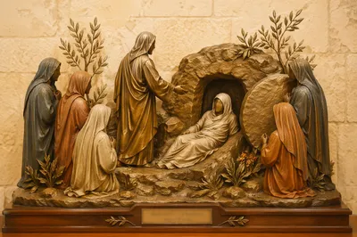 Jesus Raising Lazarus Bronze Relief Scene