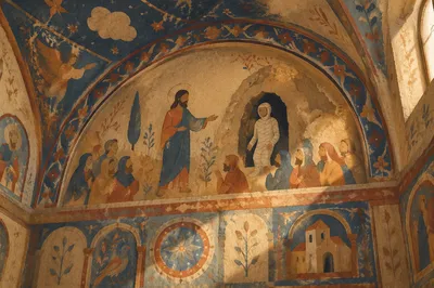 Jesus Raising Lazarus Chapel Fresco Scene