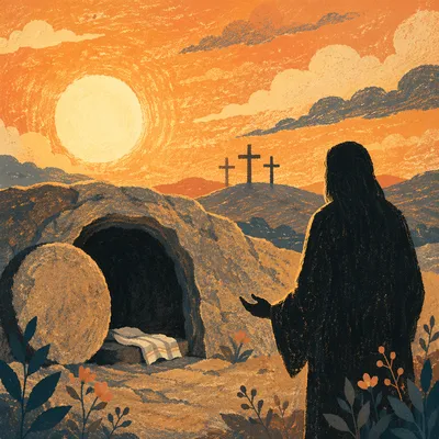 Empty Tomb Sunrise Resurrection Scene