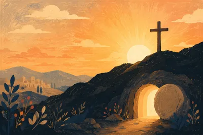 Jesus Resurrection Empty Tomb at Sunrise