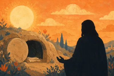 Empty Tomb Sunrise Resurrection Scene