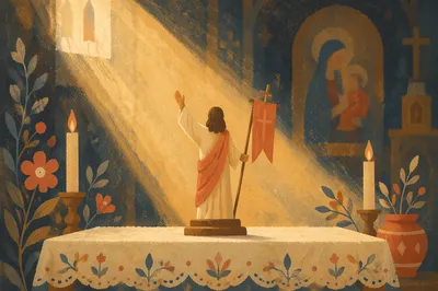 Jesus Resurrection Empty Tomb Sunrise Scene