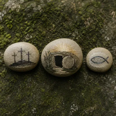 Resurrection Symbols on Stones at Sunrise
