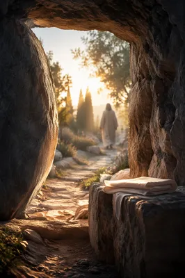 Empty Tomb at Sunrise Resurrection Scene