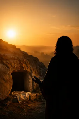Empty Tomb at Sunrise Resurrection Scene