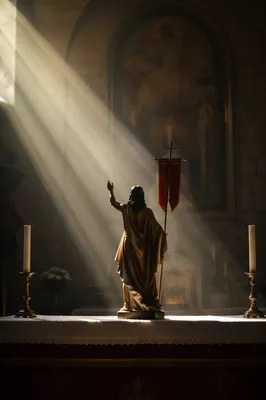 Resurrection Statue in Sunrise Chapel Light