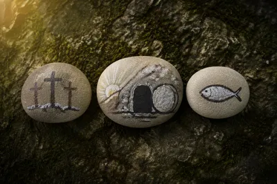 Resurrection Symbols on Stones at Sunrise