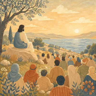 Jesus Teaching the Crowd on Hillside