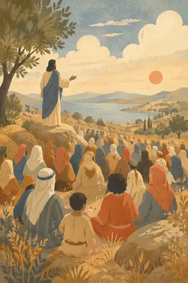 Jesus Teaching the Crowd on Hillside