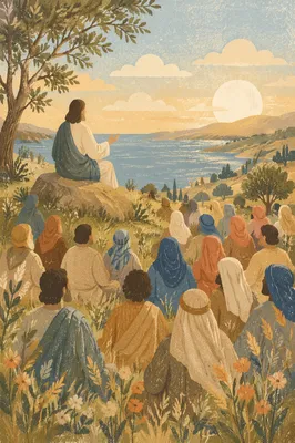 Jesus Teaching the Crowd on Hillside