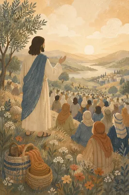 Jesus Teaching the Crowd at Dawn