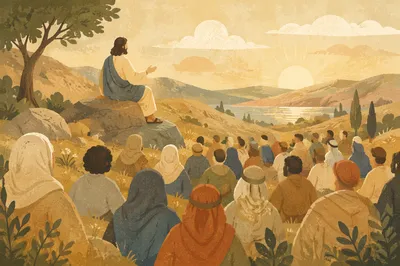 Jesus Teaching the Crowd on Hillside