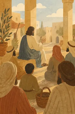 Jesus Teaching in Temple Courtyard Light