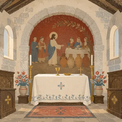 Cana Wedding Miracle Chapel Mural Scene