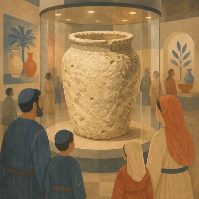 Ancient Cana Water Jar in Reverent Display