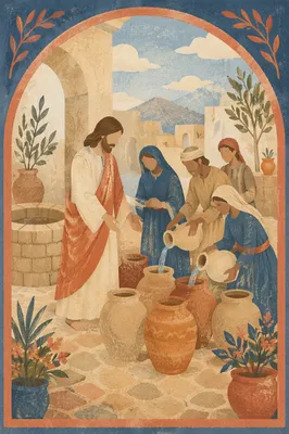 Jesus Turning Water Into Wine at Cana