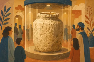 Ancient Cana Water Jar in Reverent Display