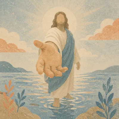 Jesus Walking on Water Reaching Out
