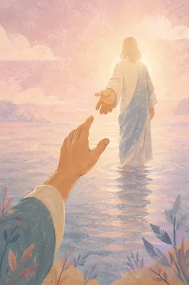 Jesus Walking on Water Reaching Out