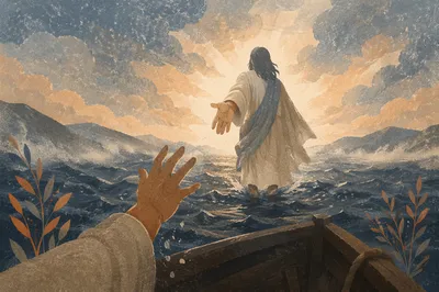 Jesus Walking on Water at Dawn
