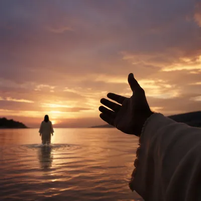 Jesus Walking on Water at Twilight