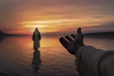 Jesus Walking on Water at Twilight