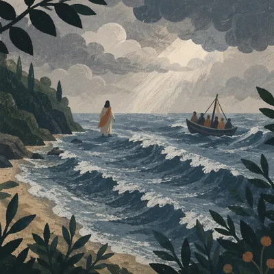 Jesus Walks on Stormy Sea