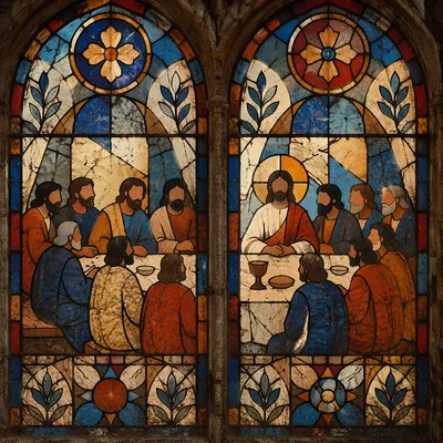 Stained Glass Last Supper Church Window