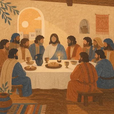 Reverent Last Supper Table with Disciples