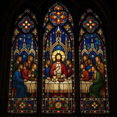 Last Supper Stained Glass Chapel Scene