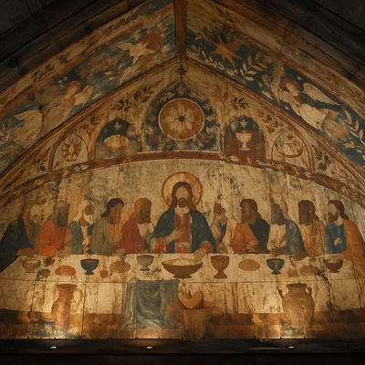 Aged Last Supper Ceiling Mural Scene