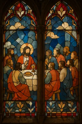 Stained Glass Last Supper Church Window