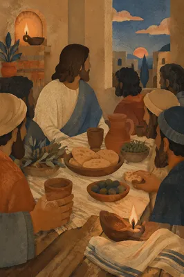 Last Supper Table with Jesus and Disciples
