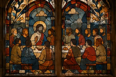 Stained Glass Last Supper Church Window