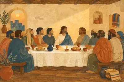 Reverent Last Supper Table with Disciples