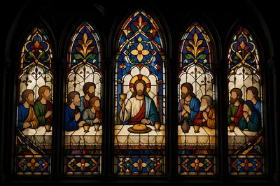 Last Supper Stained Glass Chapel Scene