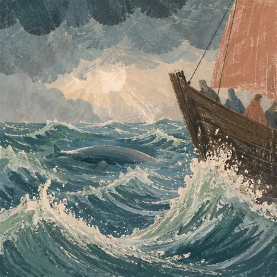 Jonah Stormy Sea and Whale Voyage
