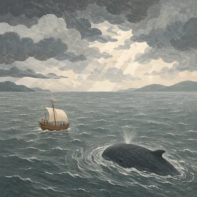 Jonah Whale Storm Over Ancient Sea